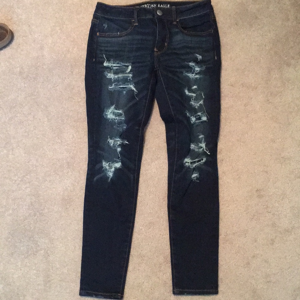 American Eagle Distressed Dark Wash Jeggings